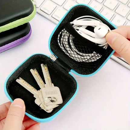 Earbud Storage Case for Earphnes | Case for In-ear Headphones | Earbud Case | Headphone Organizer | Charging Cable Storage Case | Black/Orange.