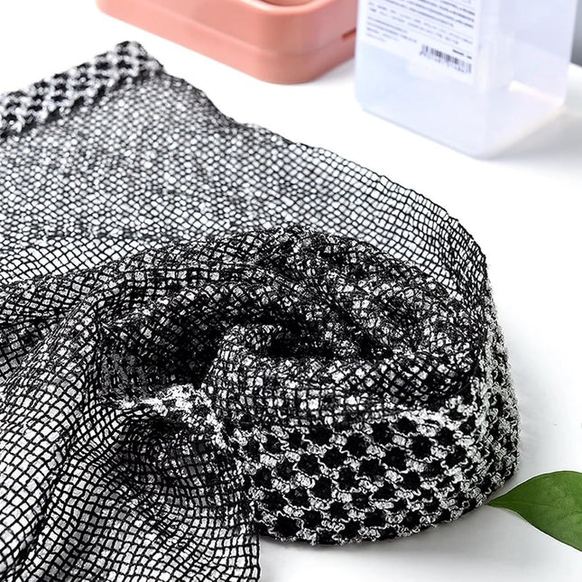 2-piece Japanese back scrubber set, exfoliating shower towel, extra-long exfoliating washcloth for men and women, scrub cloth for body cleansing and massage (black).