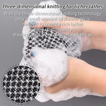 2-piece Japanese back scrubber set, exfoliating shower towel, extra-long exfoliating washcloth for men and women, scrub cloth for body cleansing and massage (black).