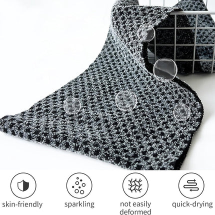 2-piece Japanese back scrubber set, exfoliating shower towel, extra-long exfoliating washcloth for men and women, scrub cloth for body cleansing and massage (black).