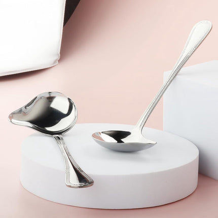 2-piece gravy spoon, small spoon with spout, 18/10 stainless steel, sauce ladle for scooping gravy and sauces, 7.87 inches.