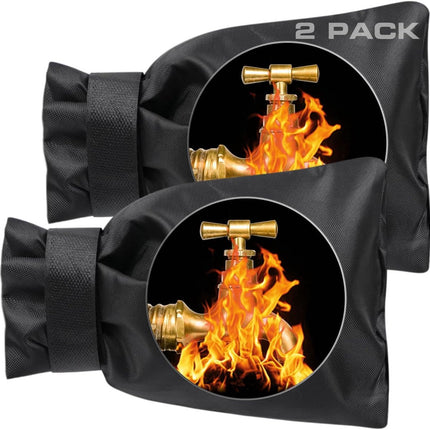 Kitchen faucet outdoor faucet covers for protection against frost in winter - 2-pack, thickened insulated pipe covers for outdoors, indispensable reusable waterproof faucet covers for garden maintenance, 15×20 cm, black.