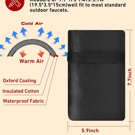 Kitchen faucet outdoor faucet covers for protection against frost in winter - 2-pack, thickened insulated pipe covers for outdoors, indispensable reusable waterproof faucet covers for garden maintenance, 15×20 cm, black.