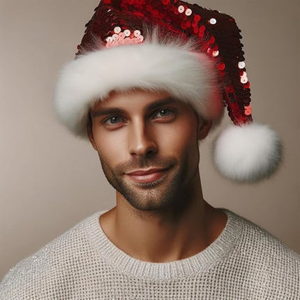 Santa Hat for Adults - Plush Santa Hat - Velvet Headwear - Lined and Dustproof.