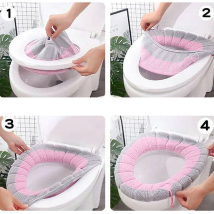 Toilet seat cushion 4-pack – Warm stretch, universal, washable.
