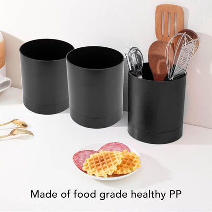 Kitchen utensil holder, large countertop kitchen utensil holder, 360-degree rotating simple chopsticks basket, kitchen cutlery holder with compartment design for home (black).