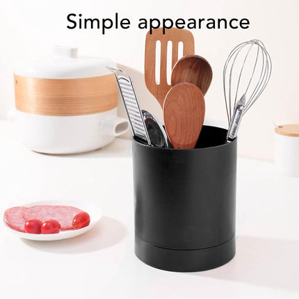 Kitchen utensil holder, large countertop kitchen utensil holder, 360-degree rotating simple chopsticks basket, kitchen cutlery holder with compartment design for home (black).