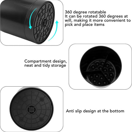 Kitchen utensil holder, large countertop kitchen utensil holder, 360-degree rotating simple chopsticks basket, kitchen cutlery holder with compartment design for home (black).