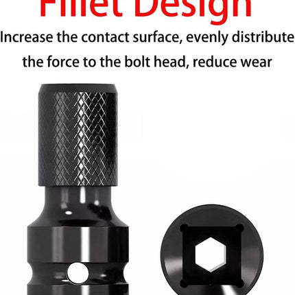 2-Pack Screwdriver Adapter - 1/2 inch Square Drive to 1/4 inch Hex Female - Suitable for Impact Air and Electric Wrenches - Black Hardened Steel Connector - Universal Tool Adapter.
