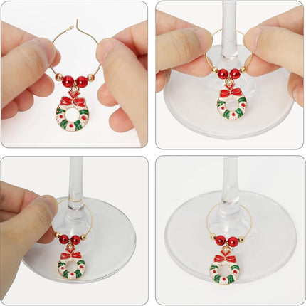 Christmas Wine Glass Charms 30-piece – Identification, holiday theme, drink markers.