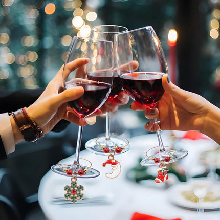 Christmas Wine Glass Charms 30-piece – Identification, holiday theme, drink markers.