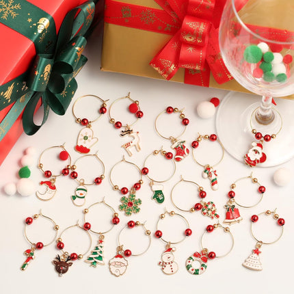 Christmas Wine Glass Charms 30-piece – Identification, holiday theme, drink markers.
