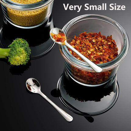 8 Mini Stainless Steel Spice Spoons - 7.3cm - For Salt, Sugar & Honey.