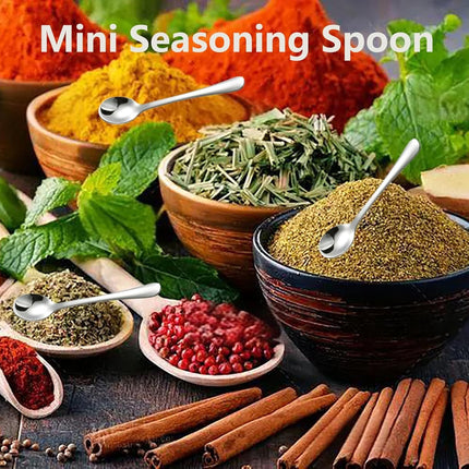 8 Mini Stainless Steel Spice Spoons - 7.3cm - For Salt, Sugar & Honey.
