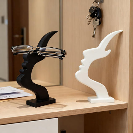 Glasses Stand - Glasses Holder - Decorative Glasses Stand and Desk Organizer - Unique Glasses Display Rack - For home, office, and bedroom, nice gift for glasses enthusiasts (black).