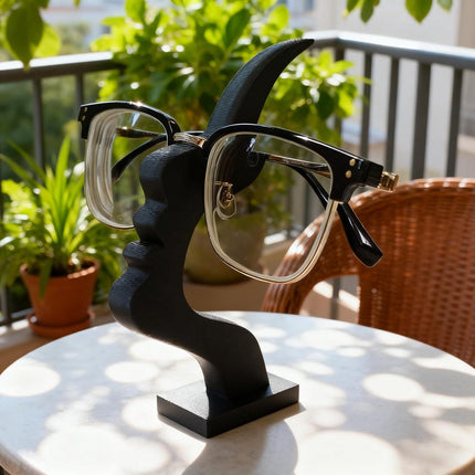 Glasses Stand - Glasses Holder - Decorative Glasses Stand and Desk Organizer - Unique Glasses Display Rack - For home, office, and bedroom, nice gift for glasses enthusiasts (black).