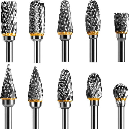 Double-sided carbide rotary cutter - Carbide rotary cutter set - 1/8" shank cutters, drill bits, DIY woodworking, engraving, metal polishing, engraving and drilling.