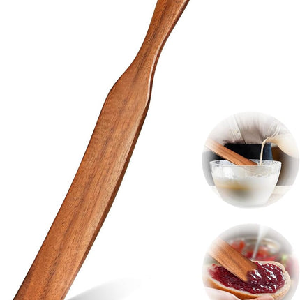 Slim wooden Spurtle - Sourdough spatula for baking and cooking - Smooth wooden finish - 28 cm Spurtle spoon for starter, flour and mixing - Natural wooden Spurtle spatula.
