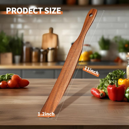 Slim wooden Spurtle - Sourdough spatula for baking and cooking - Smooth wooden finish - 28 cm Spurtle spoon for starter, flour and mixing - Natural wooden Spurtle spatula.