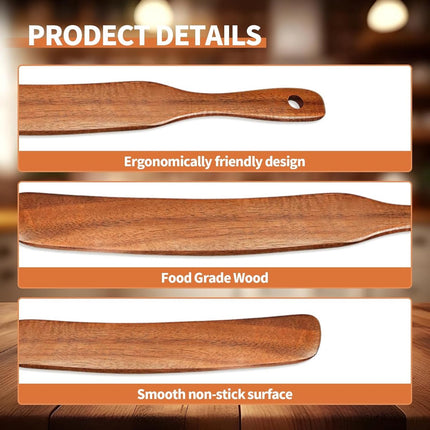 Slim wooden Spurtle - Sourdough spatula for baking and cooking - Smooth wooden finish - 28 cm Spurtle spoon for starter, flour and mixing - Natural wooden Spurtle spatula.