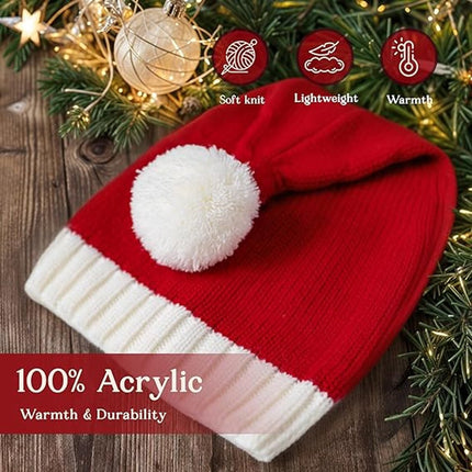 Knitted Santa hat - Washable and colorfast - Soft, warm, long - Decorative Santa hat.