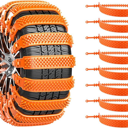 Snow Chain - Anti-slip for Car Tires - 8-pack - Reusable anti-slip cable ties - 88 x 4 cm - Adjustable tire chains - Suitable for cars, trucks, etc. - Universal snow chains - Anti-slip chains.
