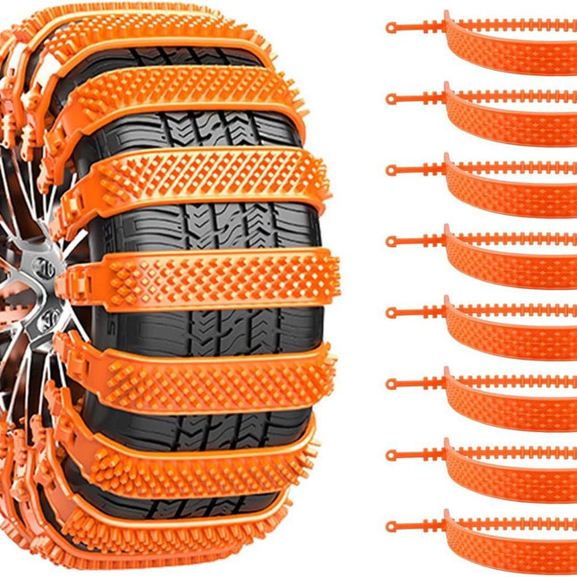 Snow Chain - Anti-slip for Car Tires - 8-pack - Reusable anti-slip cable ties - 88 x 4 cm - Adjustable tire chains - Suitable for cars, trucks, etc. - Universal snow chains - Anti-slip chains.