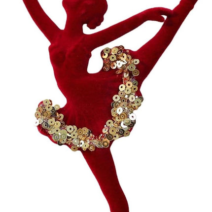 Velvet Christmas tree hangers - Christmas tree decorations - Festive hanging decorations with gold sequins - 3.74 x 4.72 inches (red).