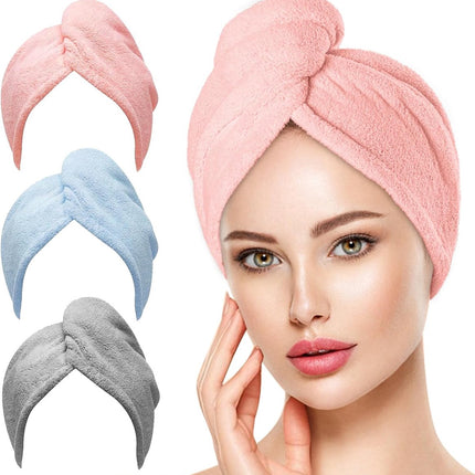 3-pack hair towels - Anti-frizz hair dryer wraps for curly hair - Fast-drying head towel accessories for women, teenagers, and children - Ideal as a Christmas gift and as a gift for mothers.