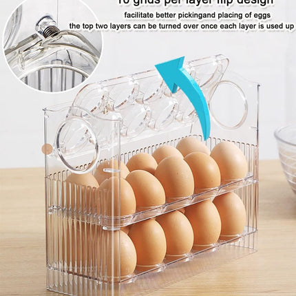 Egg carton - Suitable for 30 eggs - Egg storage box specifically for the refrigerator - Three-layer transparent acrylic egg storage box - Large capacity egg storage box for the countertop - Egg dispenser - Egg rack - 26*10*20 cm - Transparent.