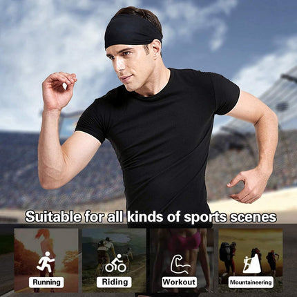 Men's Headbands - 5-pack - Sweat-wicking headbands for men - Suitable for running, cycling, basketball, yoga, fitness training - Elastic unisex headbands.