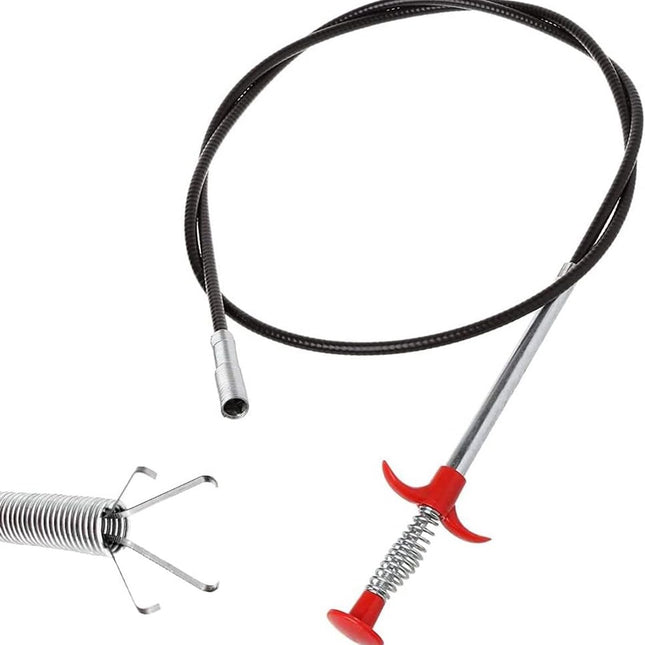 Sink plunger - Flexible drain cleaner - Gripper with 4 claws - For kitchen sink and bath - Retractable poles (160 cm).