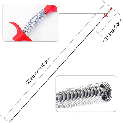 Sink plunger - Flexible drain cleaner - Gripper with 4 claws - For kitchen sink and bath - Retractable poles (160 cm).