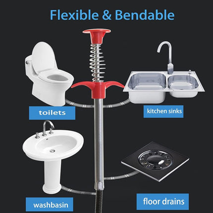Sink plunger - Flexible drain cleaner - Gripper with 4 claws - For kitchen sink and bath - Retractable poles (160 cm).