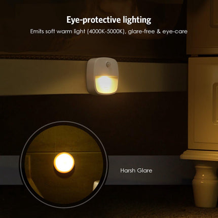 Indoor lighting with motion sensor - Battery-operated stair lighting - Wireless stick-on LED night light - for closets, hallways, bathrooms, kitchens, kitchen cabinets, energy-efficient (warm white - 3 pieces).