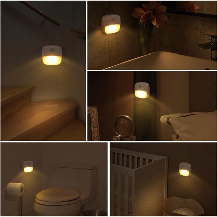 Indoor lighting with motion sensor - Battery-operated stair lighting - Wireless stick-on LED night light - for closets, hallways, bathrooms, kitchens, kitchen cabinets, energy-efficient (warm white - 3 pieces).