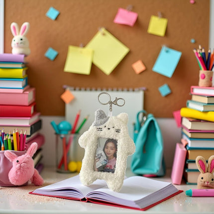 Card Holder Men & Women -Card Holder- Card Holder Cards-1 White Photo Card Holder - Cartoon Plush Photo Card Holder Outdoor Girl - ID Card Holder - Protective Sleeve - Card Holder Student Rabbit Identification Badge Supplies.