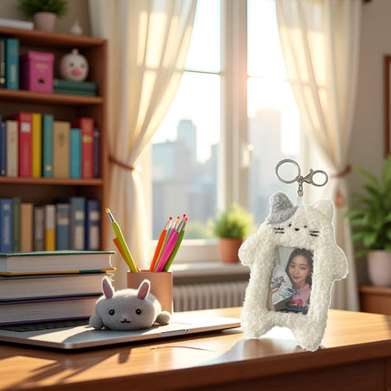 Card Holder Men & Women -Card Holder- Card Holder Cards-1 White Photo Card Holder - Cartoon Plush Photo Card Holder Outdoor Girl - ID Card Holder - Protective Sleeve - Card Holder Student Rabbit Identification Badge Supplies.