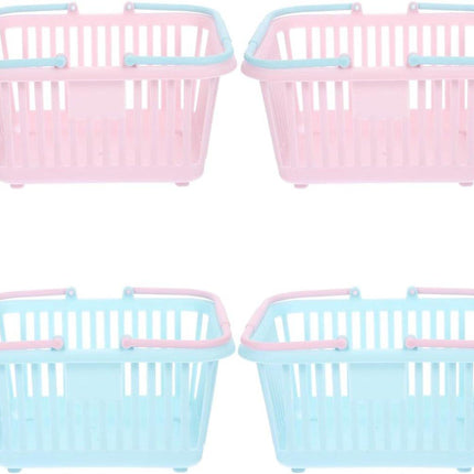 4 Pieces Mini Shopping Basket Toys - Plastic with Handle - For Children Pretend Play.