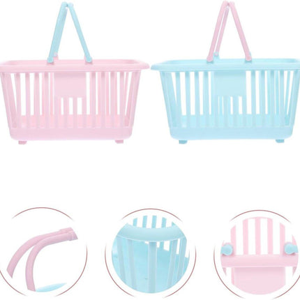 4 Pieces Mini Shopping Basket Toys - Plastic with Handle - For Children Pretend Play.
