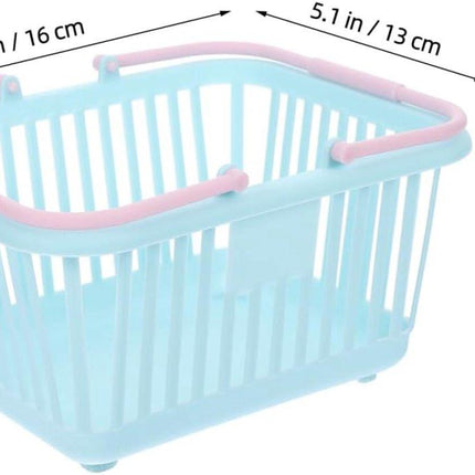 4 Pieces Mini Shopping Basket Toys - Plastic with Handle - For Children Pretend Play.