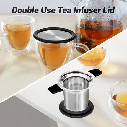 Stainless steel tea infuser - Fine strainer - Heat-resistant handle - For loose tea in teapots and mugs.