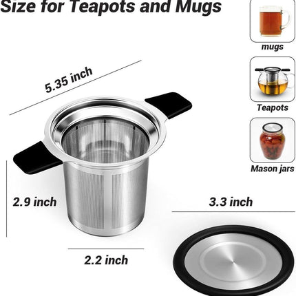 Stainless steel tea infuser - Fine strainer - Heat-resistant handle - For loose tea in teapots and mugs.