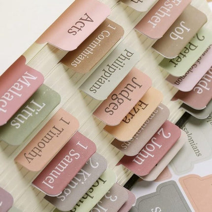 Bible Index Tab Set (5 pieces, 75 stickers) - Removable and replaceable laminated tabs for easy navigation - Decorative Bible accessories for women and men - Christian gifts.