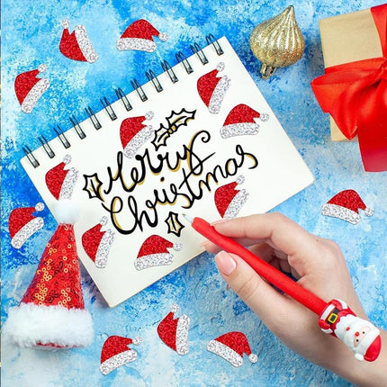 500 Christmas stickers on a roll - 3 cm red Santa hat - self-adhesive stickers for winter - for Christmas, envelopes, invitations, greeting cards, party supplies.