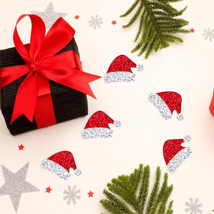 500 Christmas stickers on a roll - 3 cm red Santa hat - self-adhesive stickers for winter - for Christmas, envelopes, invitations, greeting cards, party supplies.