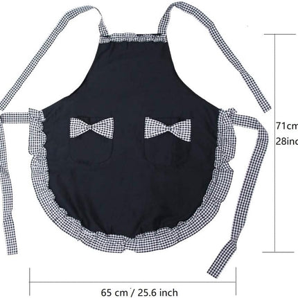 Kitchen Apron - Catering Apron - Pottery Apron - BBQ Apron - Painting Apron - Carpenter's Apron - flirty vintage aprons for womanly girls with pockets as a Mother's Day gift (black).