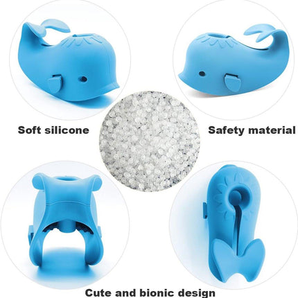 Bath Faucet Cover - Soft silicone safety protector for children, toddlers, and babies - Cute whale design, nice bath gift for children - blue.