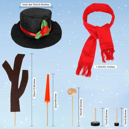 16-Piece Snowman Decoration Set - Christmas Winter Party - Reusable - Non-woven Velour.