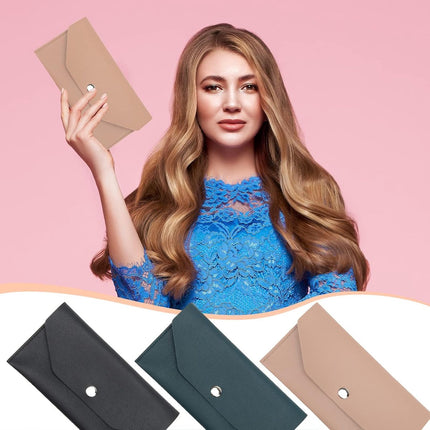 PU leather money envelope bag - 3 reusable budget envelopes for spring festivals, weddings, birthdays, graduations, and holidays (black, pink, dark blue).